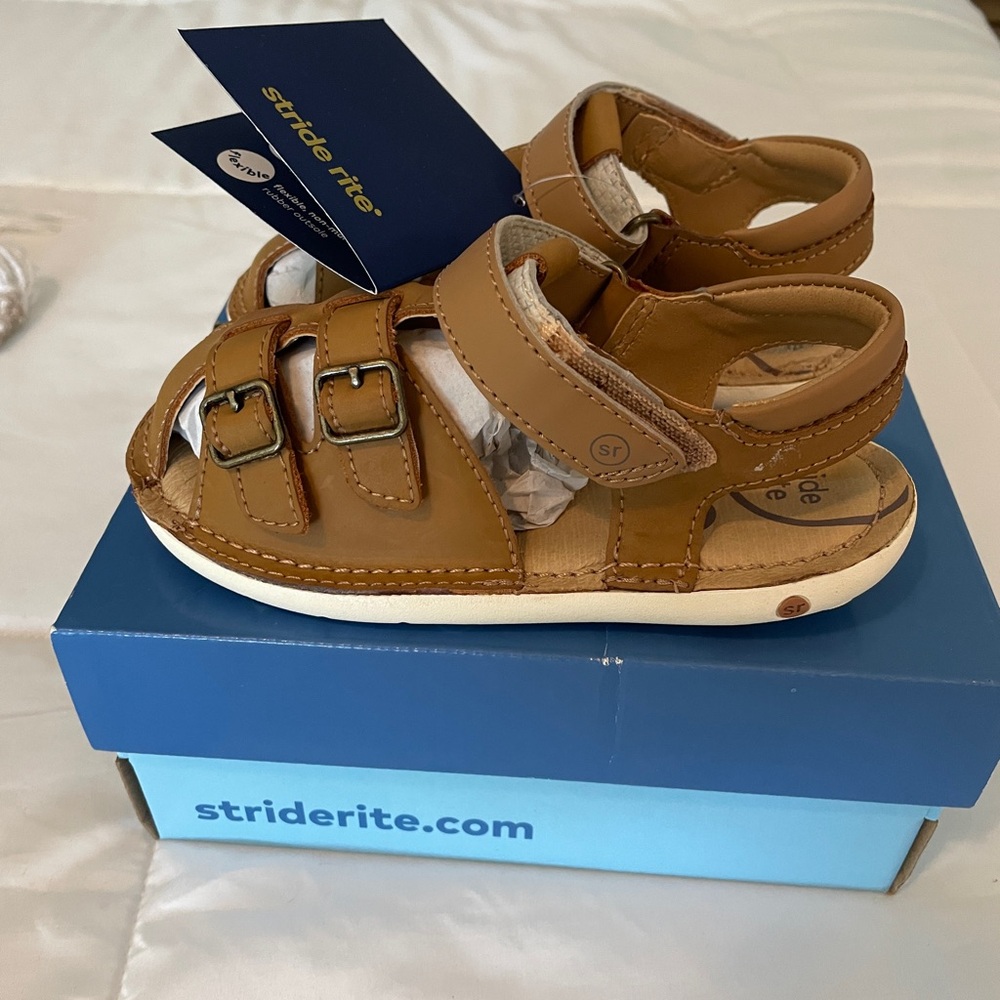 Stride Rite Tan Kids Sandals with Buckle Detail